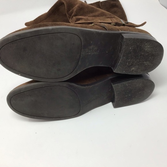 Nine West Brown Suede Blogger Harness Mid Calf High Boots - Picture 7 of 13